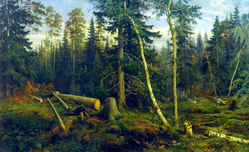 Ivan Shishkin Lumbering Norge oil painting art